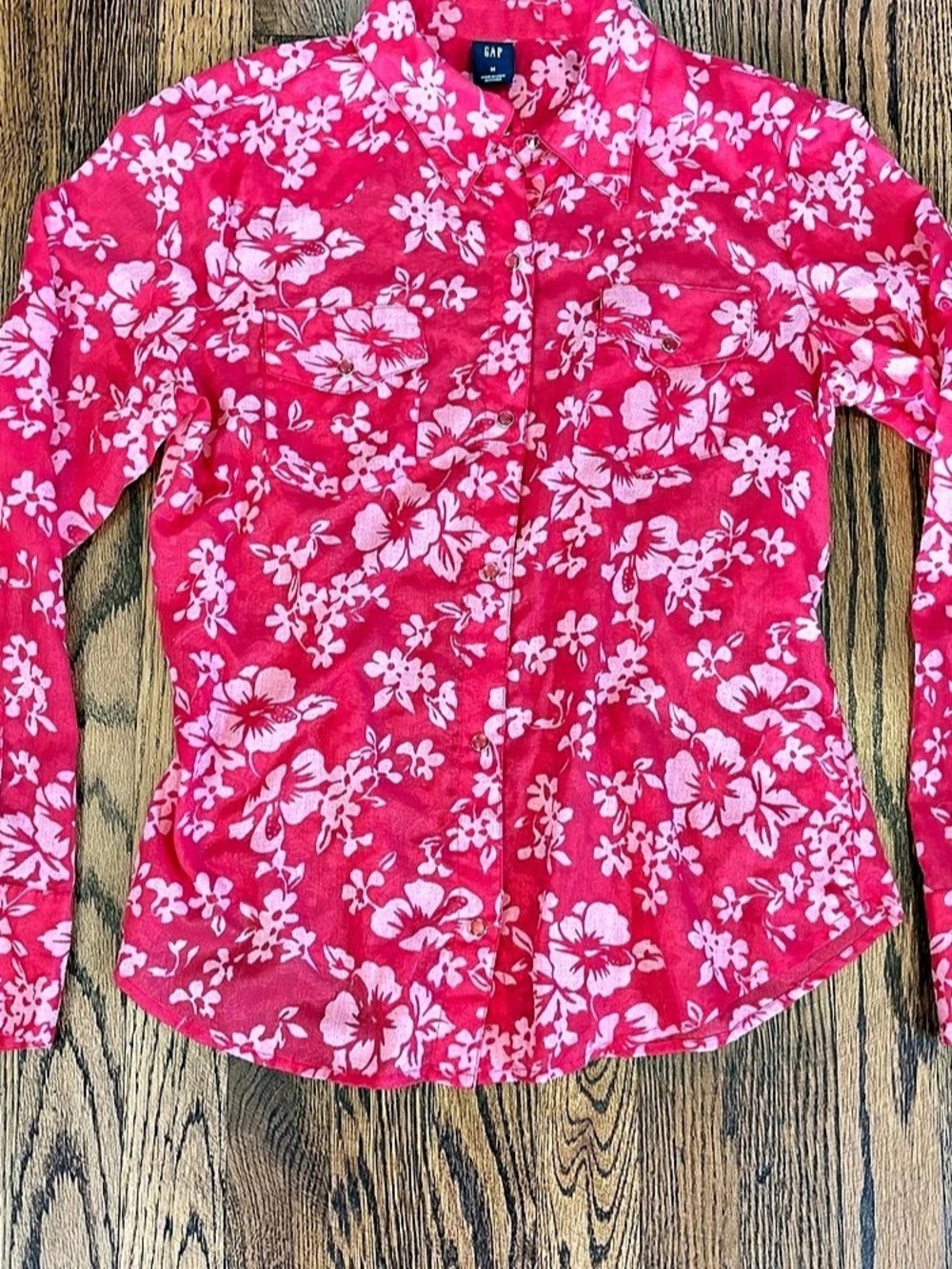 Gap Floral Button Down Pink Western Medium Like New